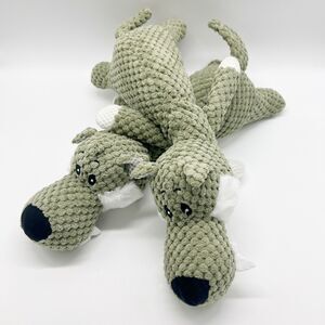 Squeaky Dog Toys Small Dogs Wolf Green Super Soft Pet Toy X 2 Two New